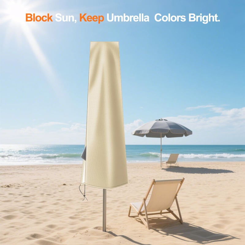 OKPOW Umbrella Covers for Outdoor Umbrellas - Small Patio Umbrella Cover for 6 ft to 9 ft Outdoor Table Umbrella - Waterproof Windproof Anti-UV Garden Parasol Covers, Khaki - Image 5